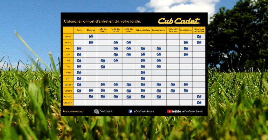Calendrier de tonte Cub Cadet Calendrier de tonte Cub Cadet